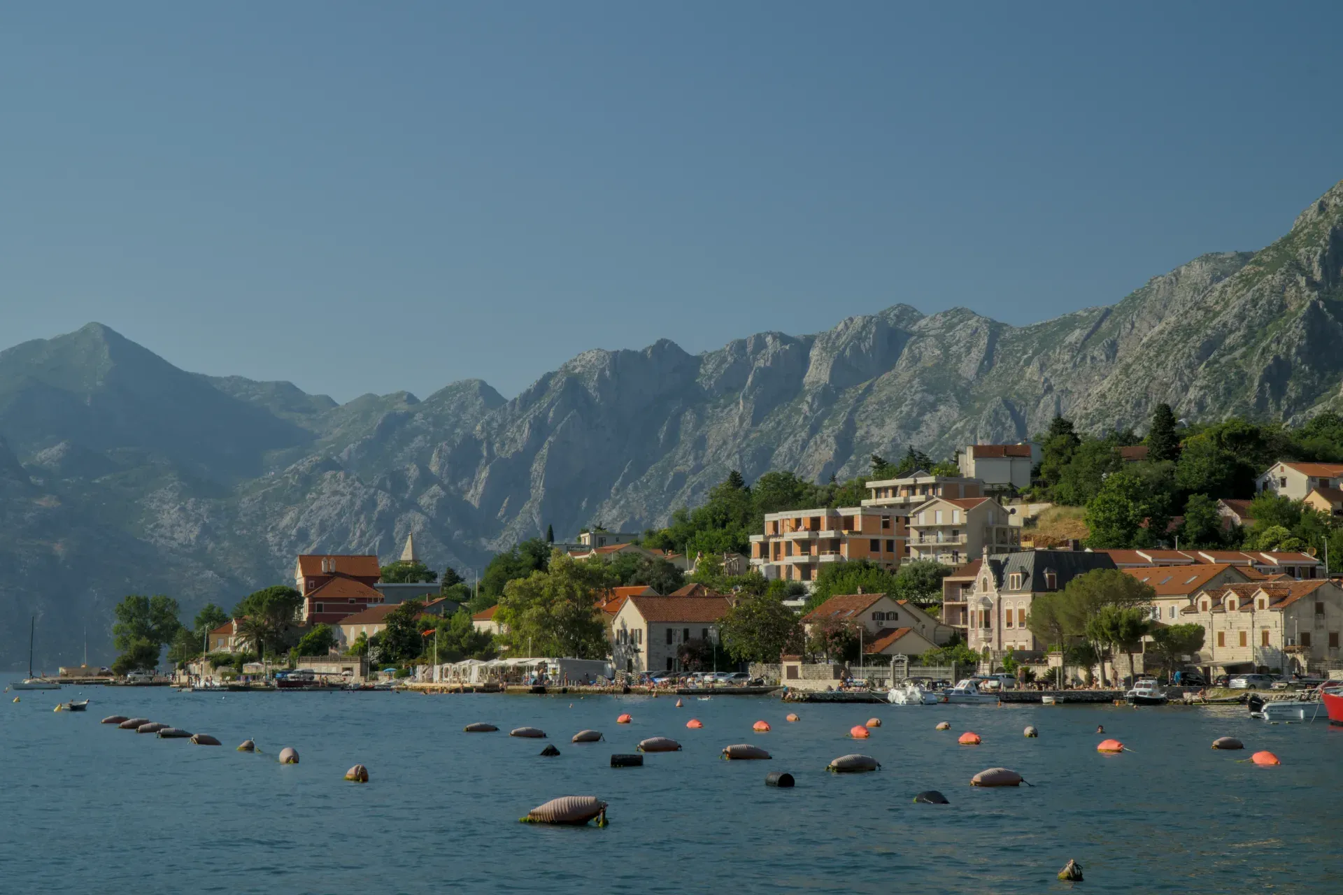 Montenegro's coast near Kotor, with mountains and the sea.