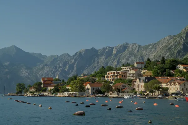 Montenegro's coast near Kotor, with mountains and the sea.