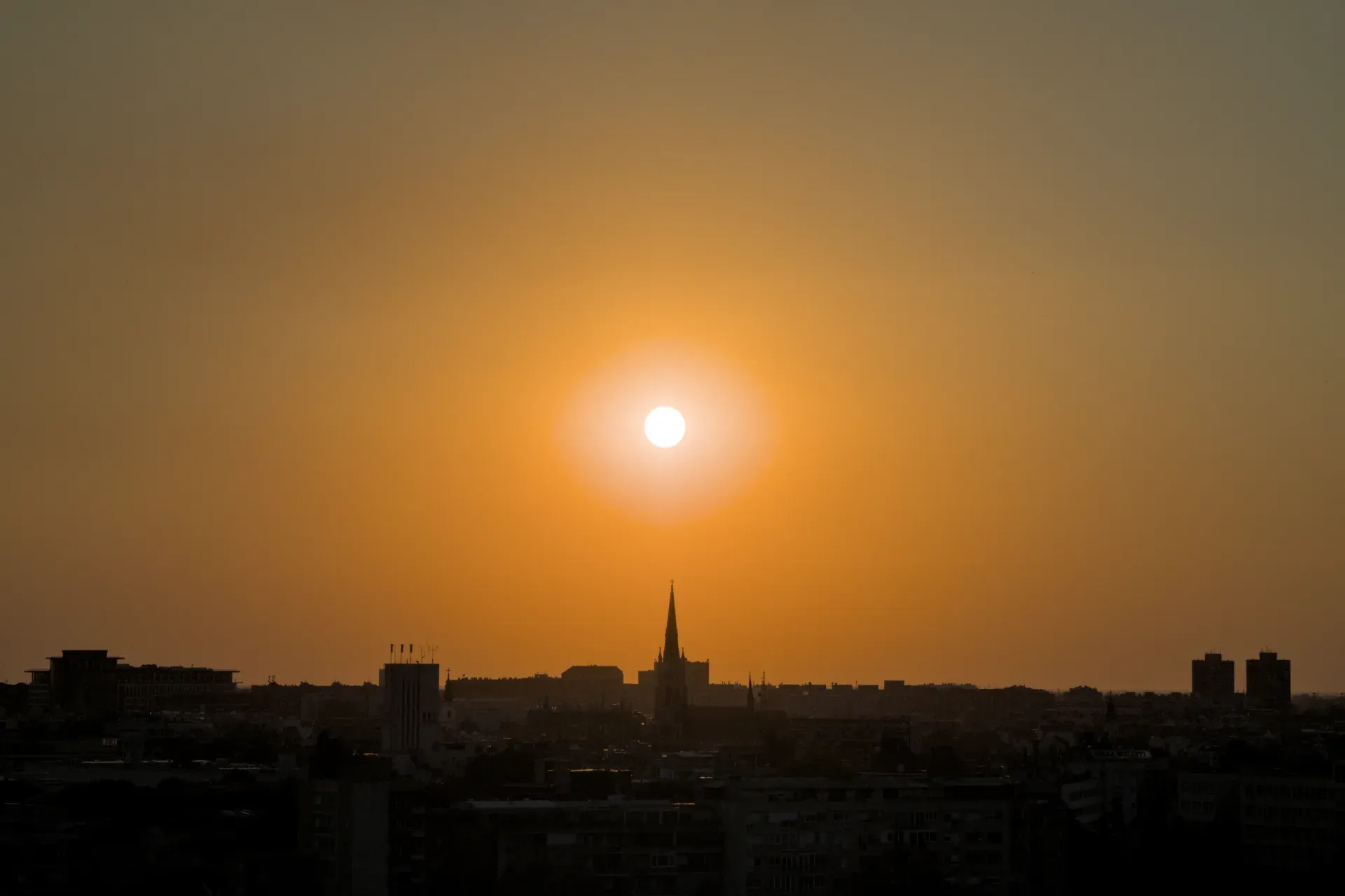 View of Novi Sad from Petrovaradin Fortress at sunset