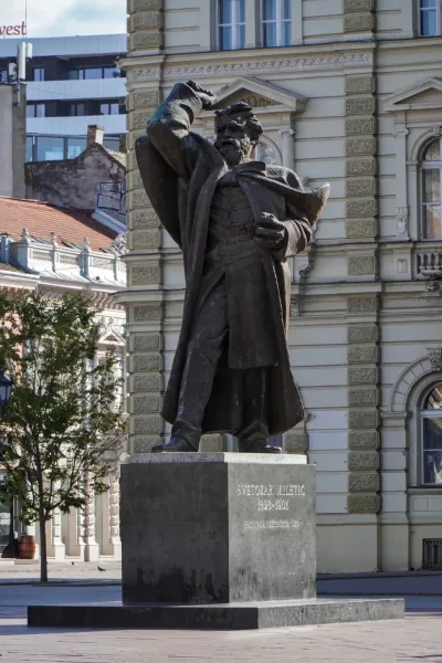Monument of Svetozar Miletić at Novi Sad City Hall square, Serbia, a masterpiece of fine art photography.