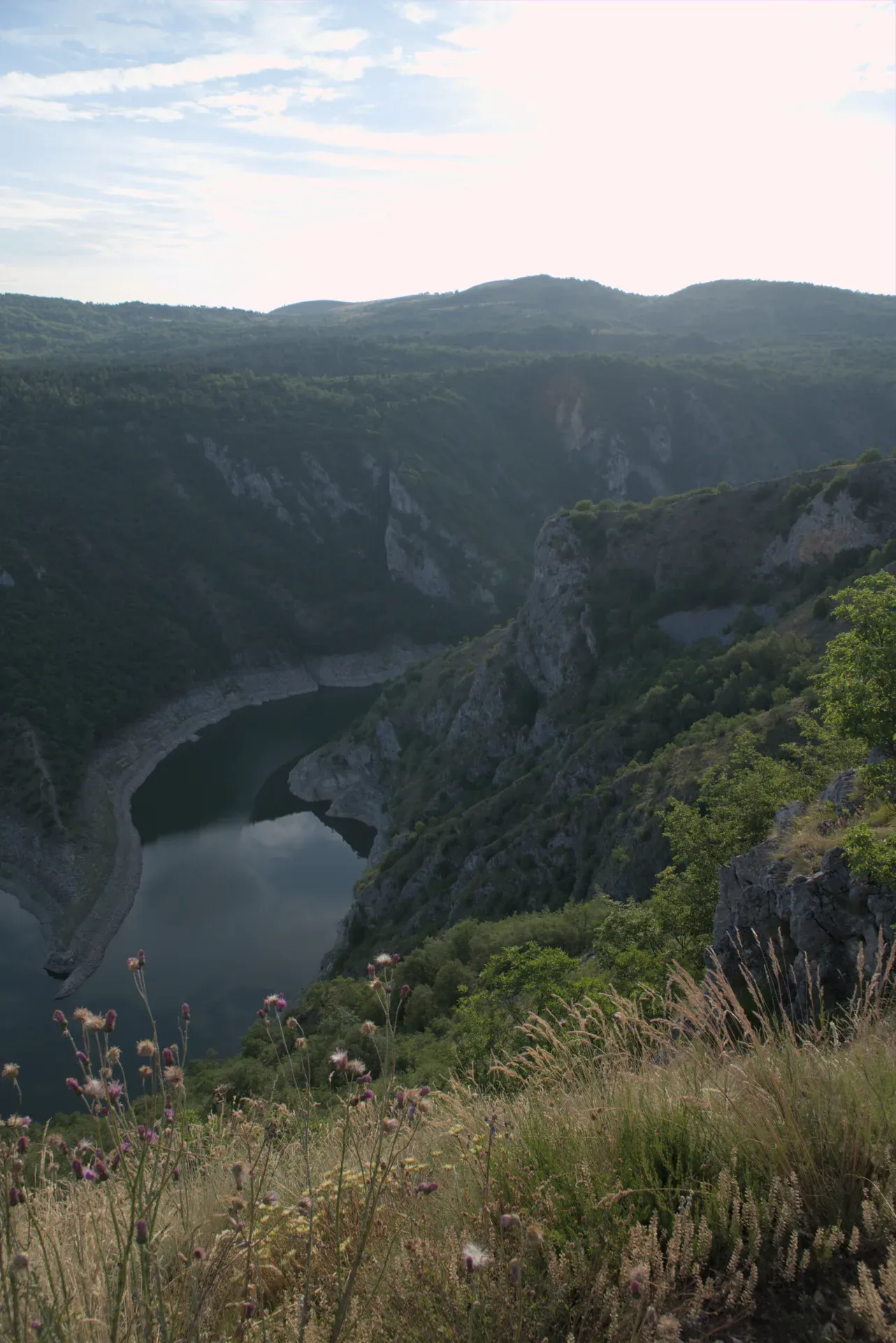 The meandering Uvac Canyon in Serbia, captured in the warm light of sunset.