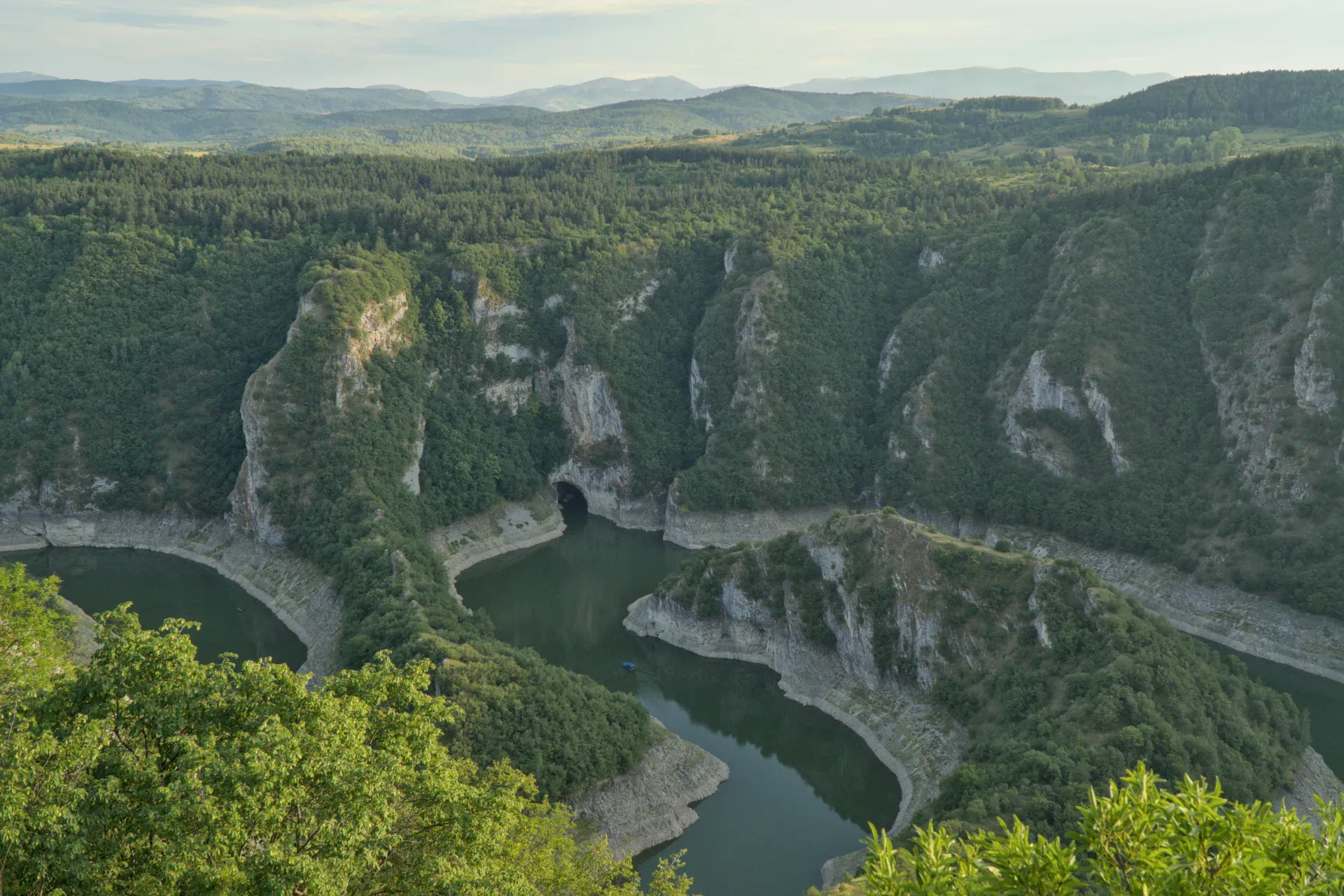 Panoramic view of Uvac Canyon with a river from the "Prayer" viewpoint, Serbia.