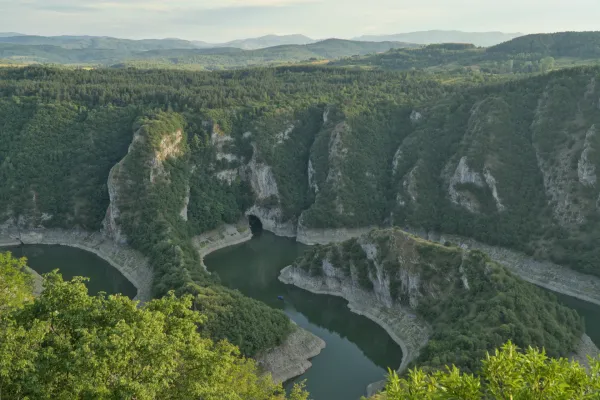 Panoramic view of Uvac Canyon with a river from the "Prayer" viewpoint, Serbia.
