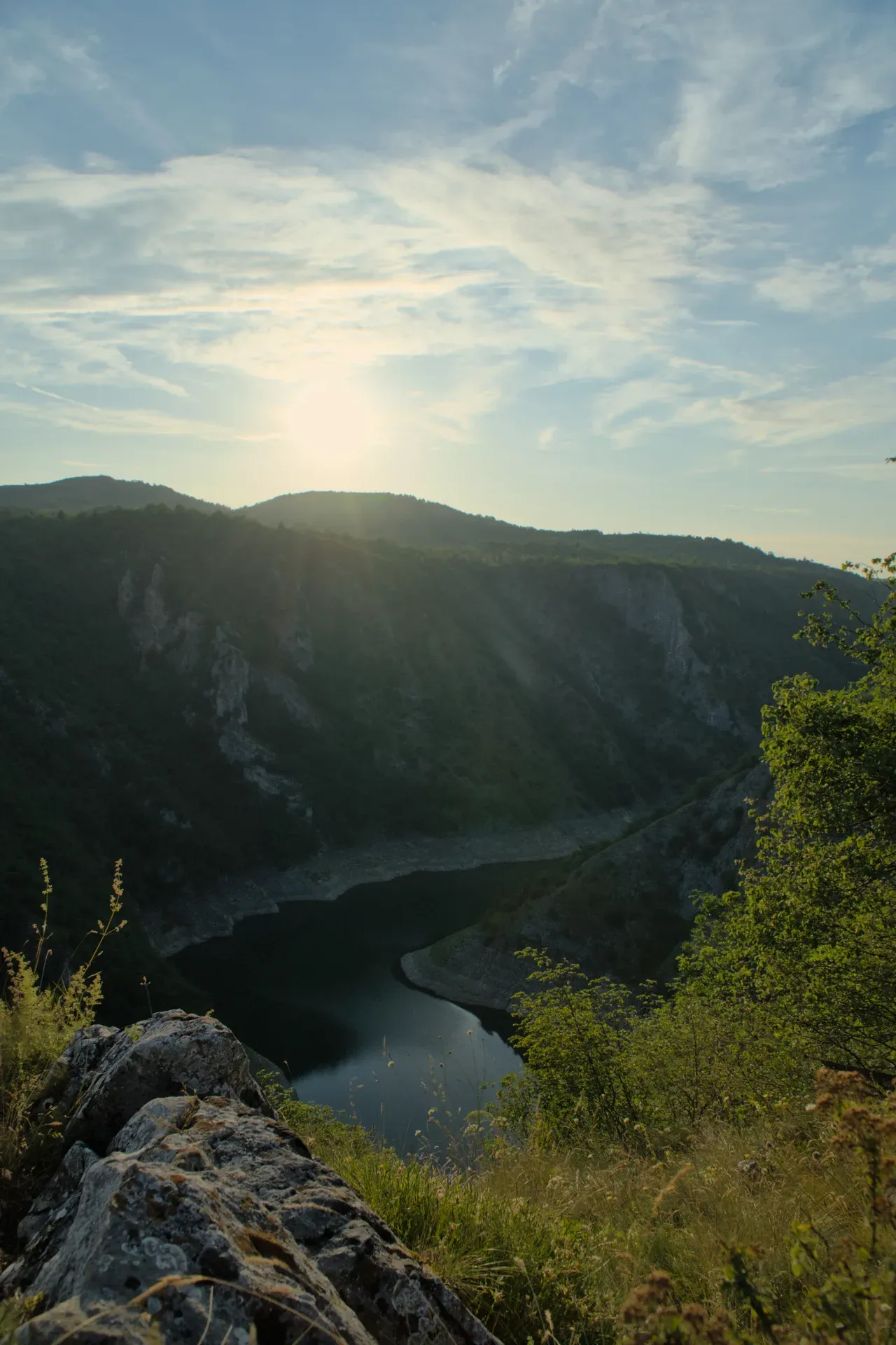 Sunset at Prayer viewpoint over the Uvac Gorge in Serbia.