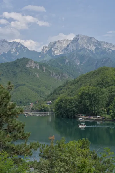 Landscape fine art photograph of mountains and a lake on the road to Mostar, Bosnia and Herzegovina.