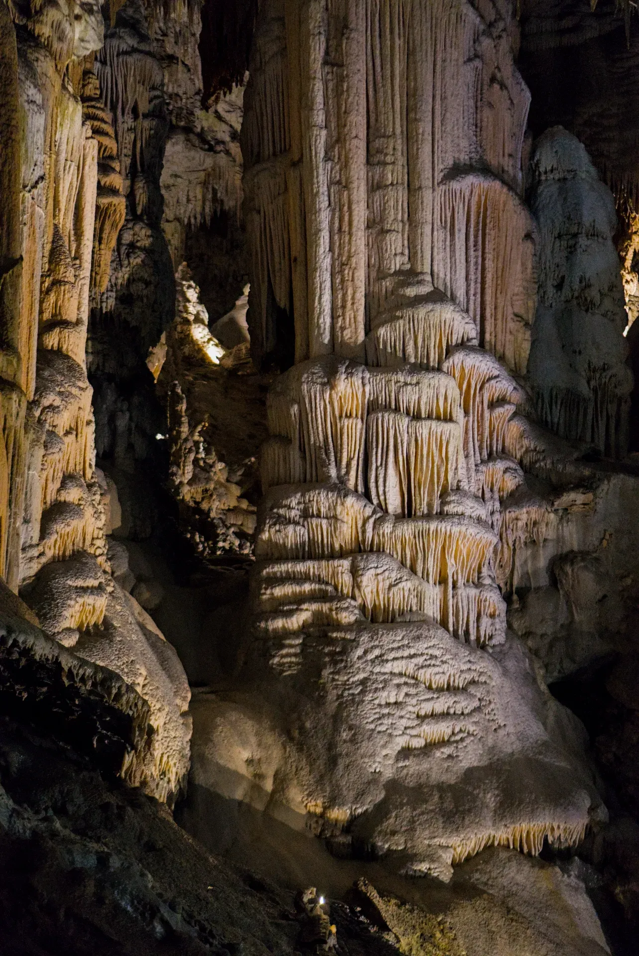 Majestic stalactite formations within Postojna Cave, Slovenia.