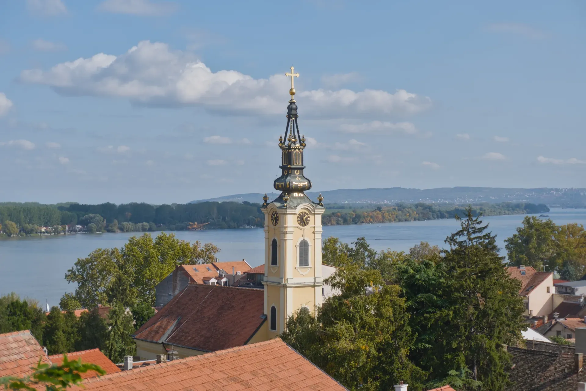 View from Gardos Tower in Zemun, Serbia, overlooking the river and cityscape