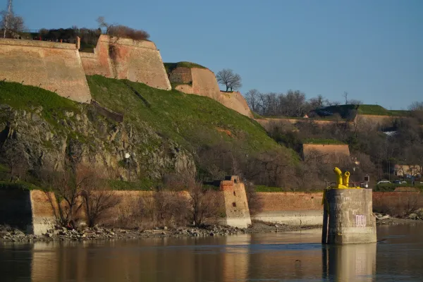 View of Petrovaradin Fortress and the Danube River.