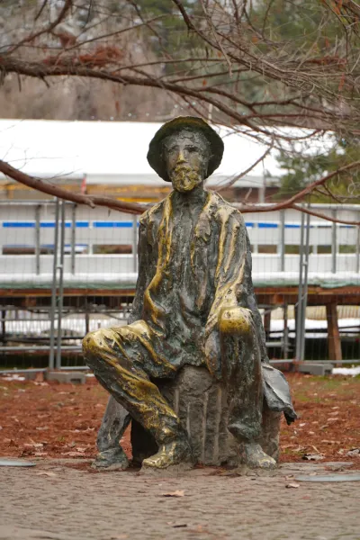 Monument to Djura Jakšić in Danube Park, Novi Sad, Serbia, in portrait format.
